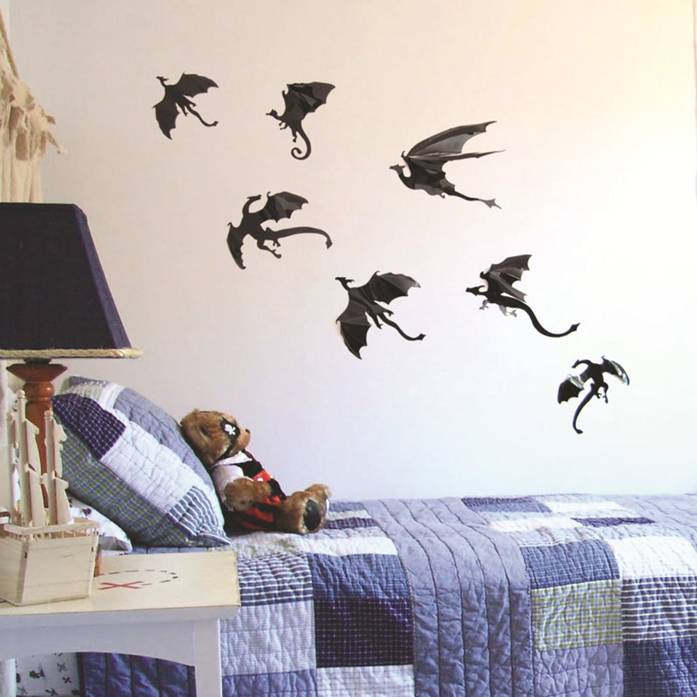 7pcs Dragons Wall Sticker Self-adhesive PVC Creative Home Bedroom Decoration