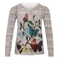 thumbnail image 4 of PVCS Hauts pour Femmes Col en V Imprimé Manches Longues Blouse Décontractée Ample T-shirt, 4 of 5