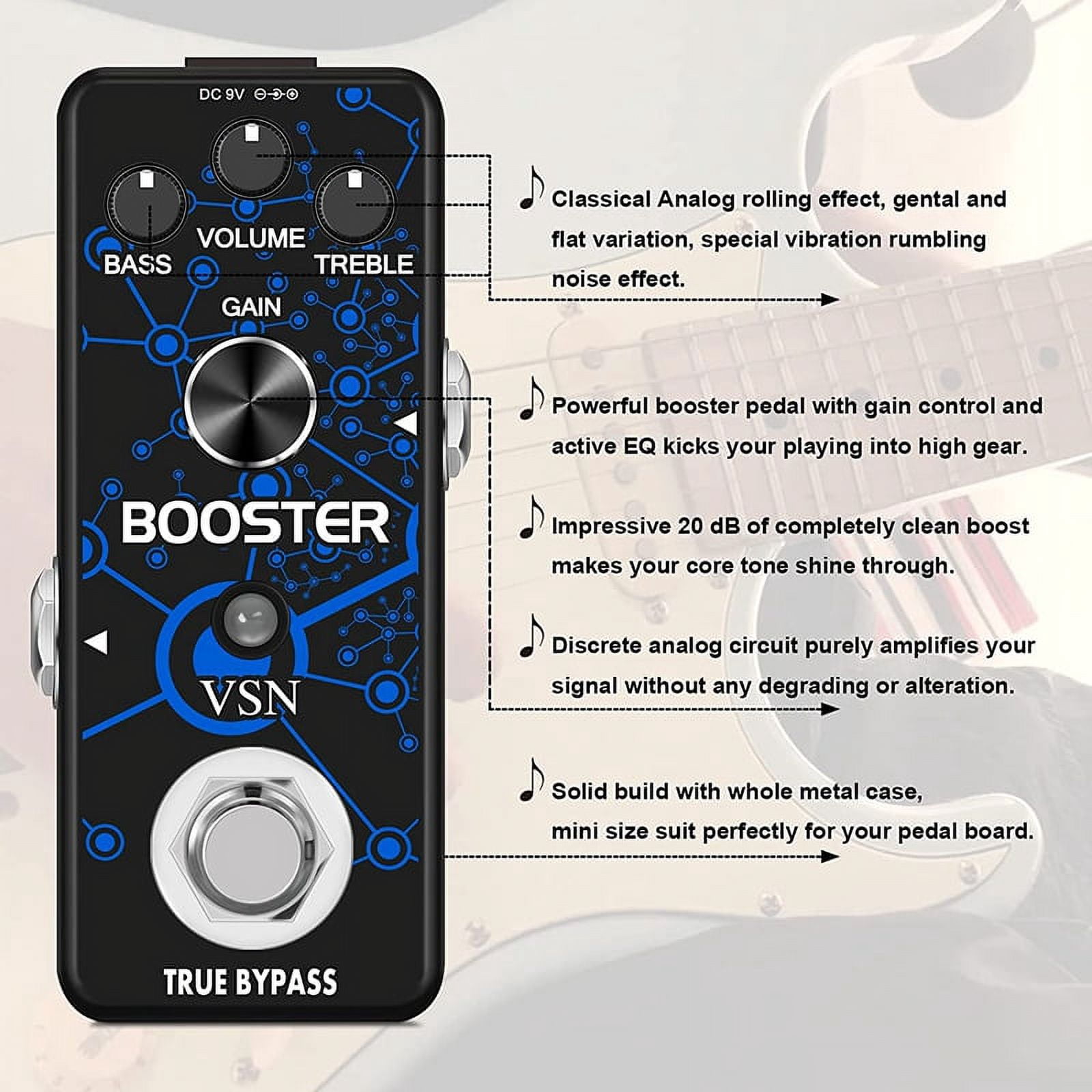 Guitar Booster Effect Pedal Analog Boost Effects Pedals for Electric Guitar Mini Boost Pedals True Bypass