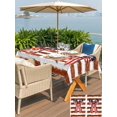 thumbnail image 5 of Outdoor Tablecloth with Umbrella Hole for Patio/Picnic/Party/Camping, Thin Brown Lines Waterproof Table Cloth Rectangle Table Cover Washable, Patriotic Bow Vintage Distressed Striped (60"x 120"), 5 of 9