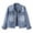 Blue, variant on JOANKDMI Jean Jacket for Women Trendy Denim Button Down Collared Distressed Long Sleeve Jean Coat with Frayed Vintage Casual Shacket Outerwear for Fall Spring Everyday Wear