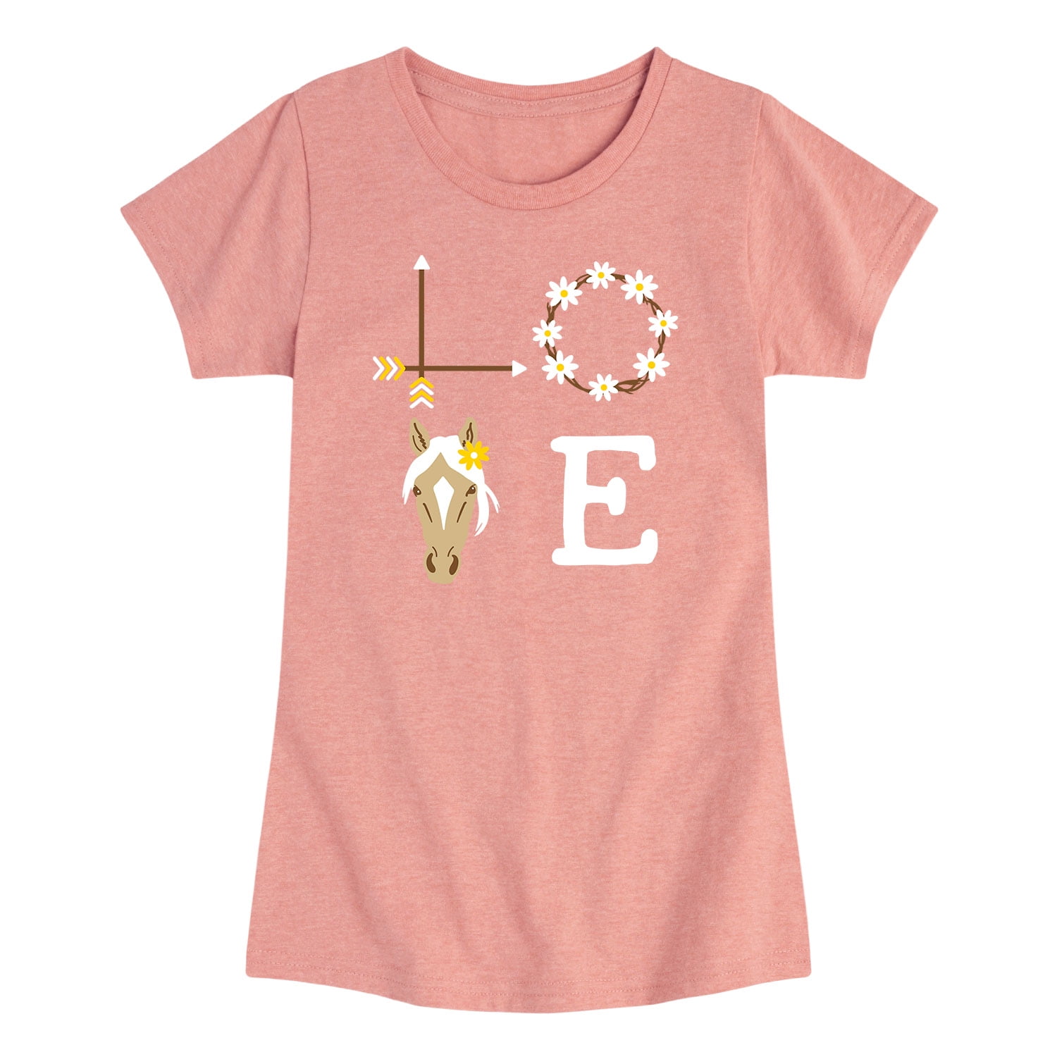 Instant Message LOVE Horse HeadGirls Toddler And Youth Short Sleeve
