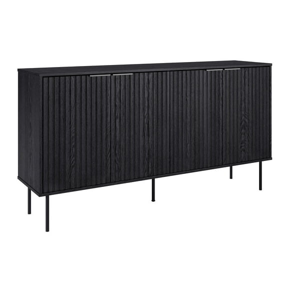 Lysander Black Premium Engineered Wood Fluted Sideboard Buffet