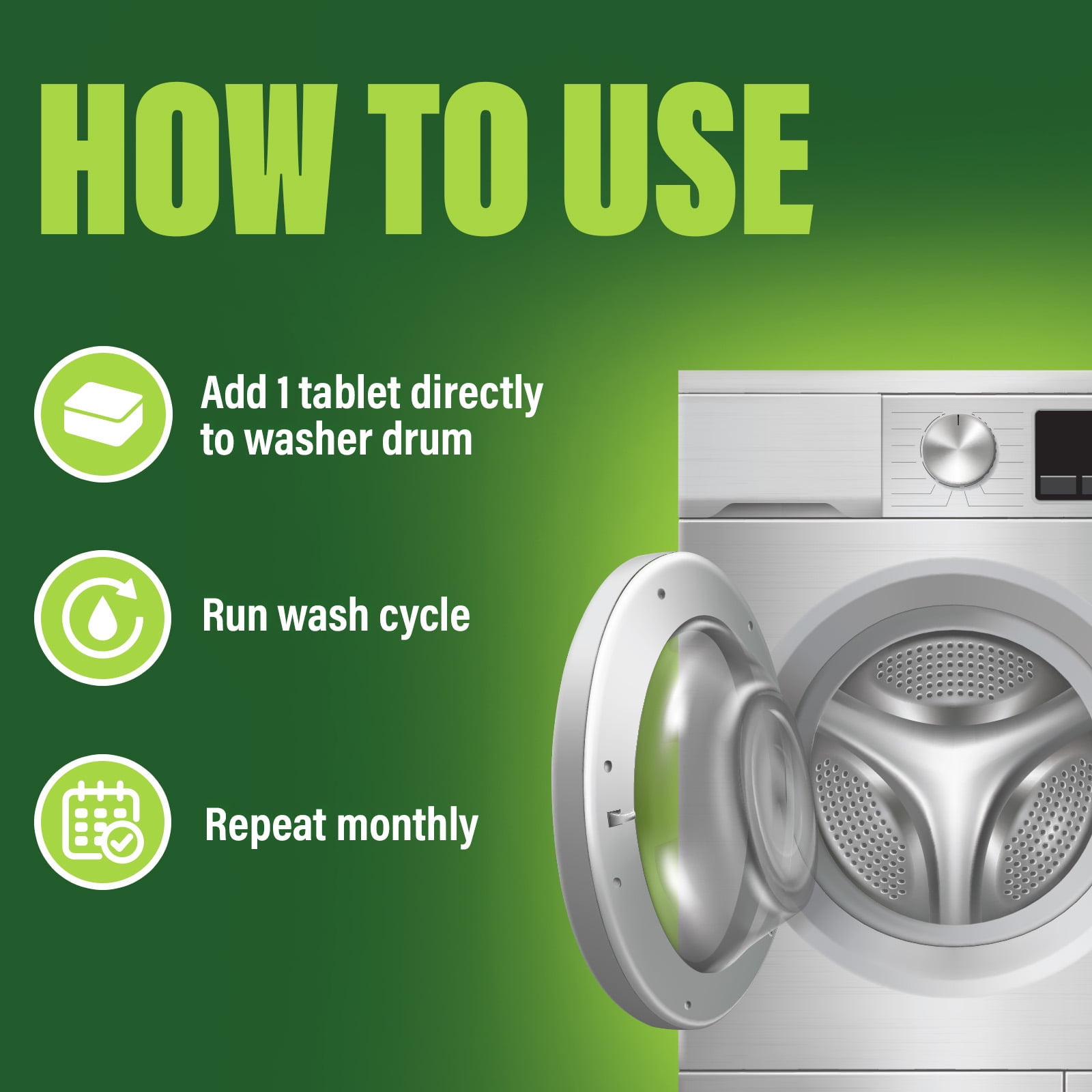 Green Gobbler Washing Machine Cleaner & Pipe Build Up Remover Tablets - Deep Cleans Washing Machines & Prevents Build-Up in Pipes