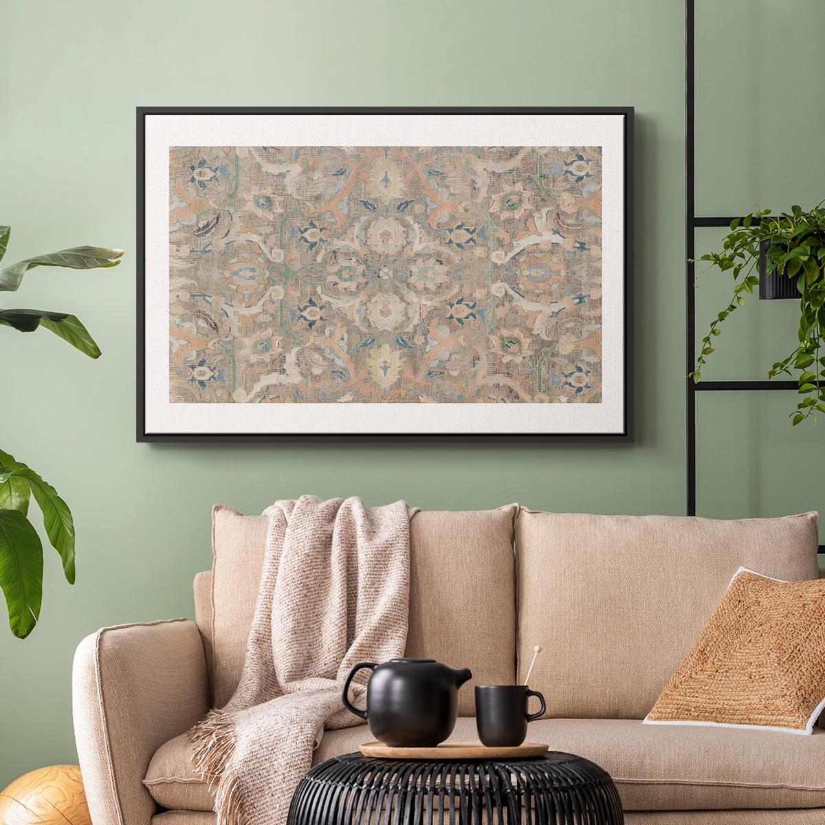 Vintage Abstract Print-II Framed in Black Wood Gallery Wrapped Canvas 17 in. x 25 in.
