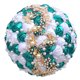 thumbnail image 1 of Nvzi Ramo de novia hecho a mano con rosas de satén, ramo de novia redondo, ramo de flores artificiales, azul y verde, 1 of 5