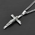 thumbnail image 3 of West Coast Jewelry Men's Stainless Steel Silver Crucifix Cross Necklace, 3 of 6