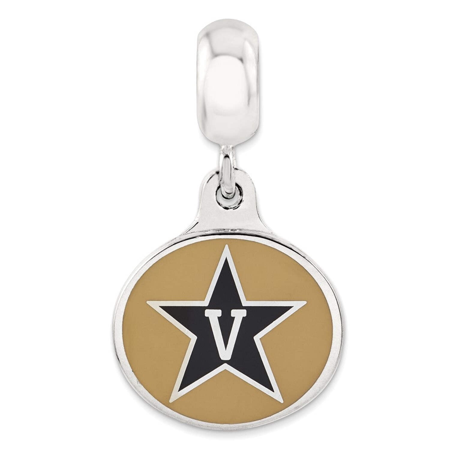 Sterling Silver Vanderbilt University Collegiate Enameled Dangle Bead