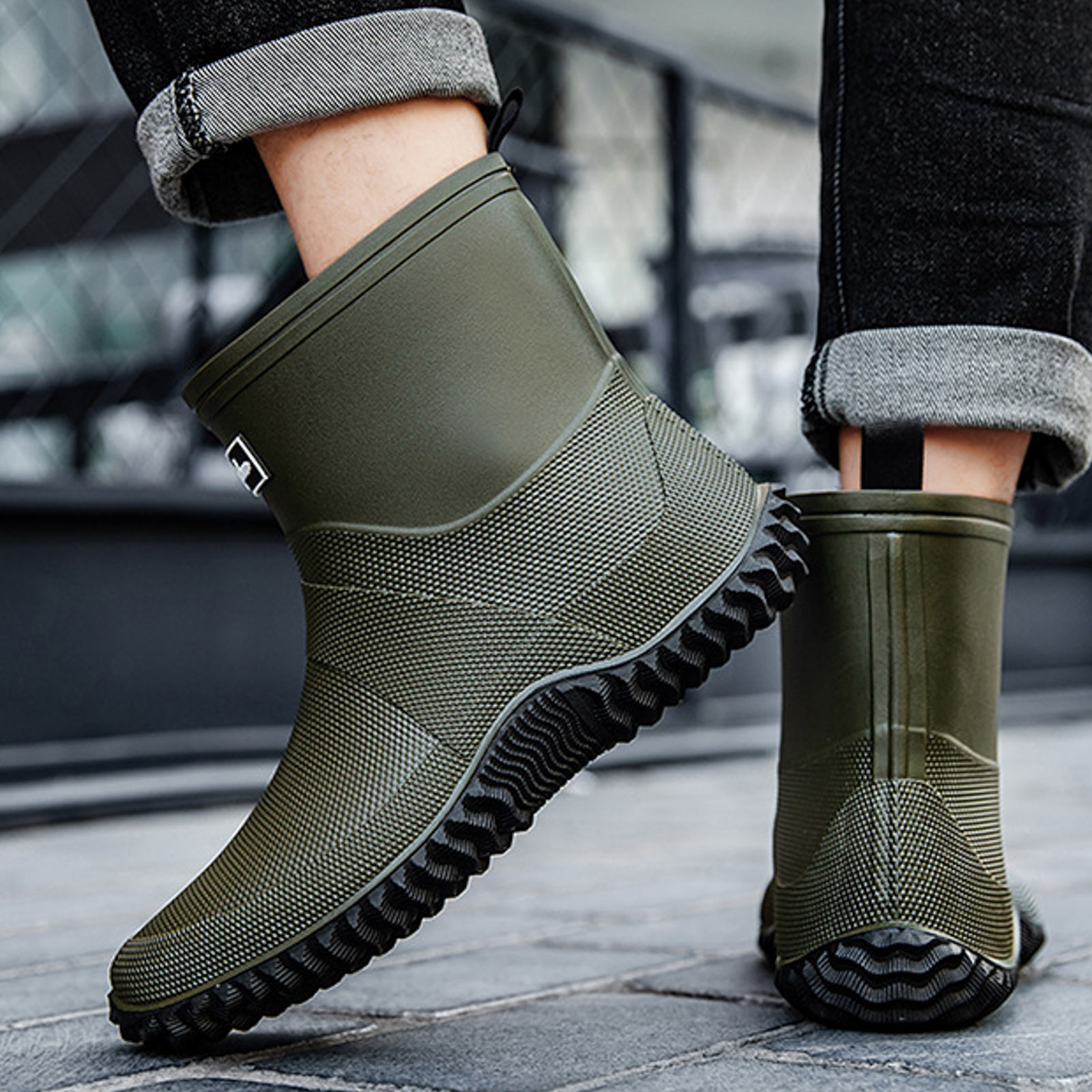 Chenyee Rain Boots for Women Men Lightweight Water-proof Water Shoes Mid Calf Non Slip Garden Boots