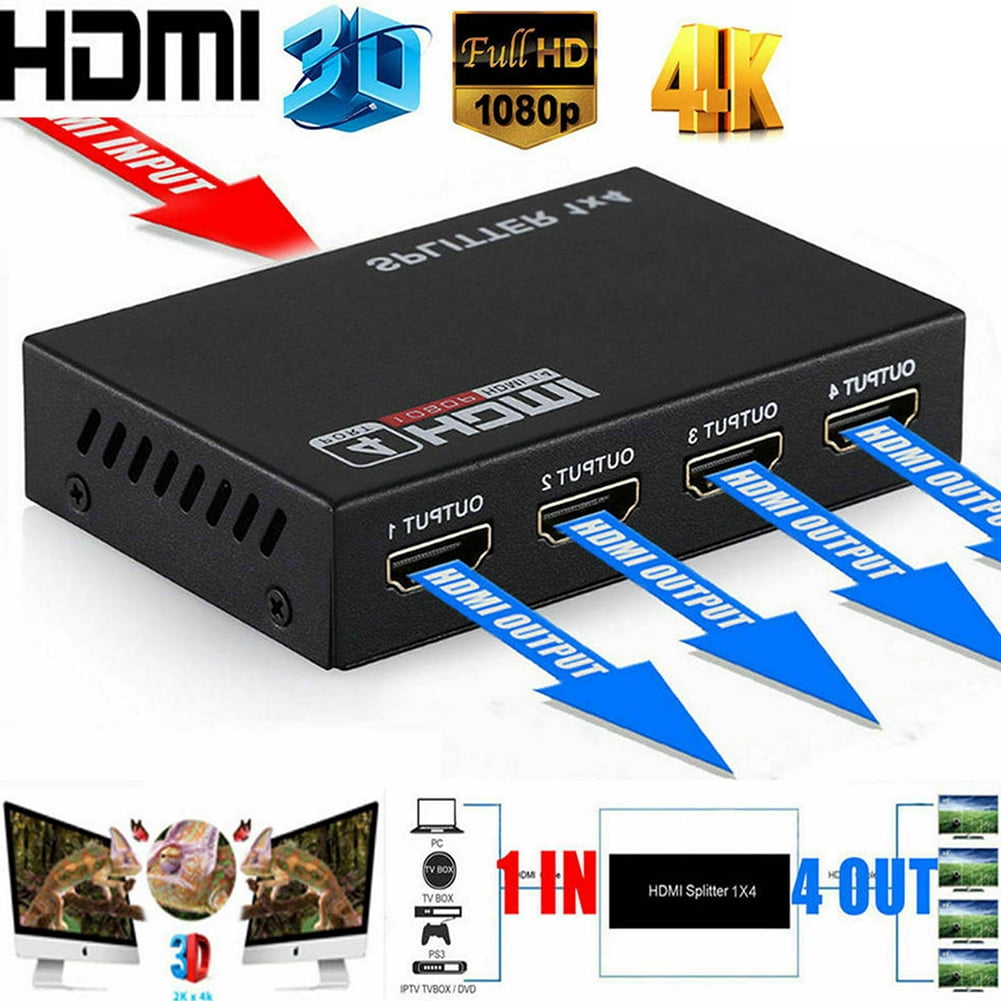 1Set 2 Port HDMI Splitter 1x2 HD 3D 1080P Repeater Amplifier 1 In 2 Out EU UE 