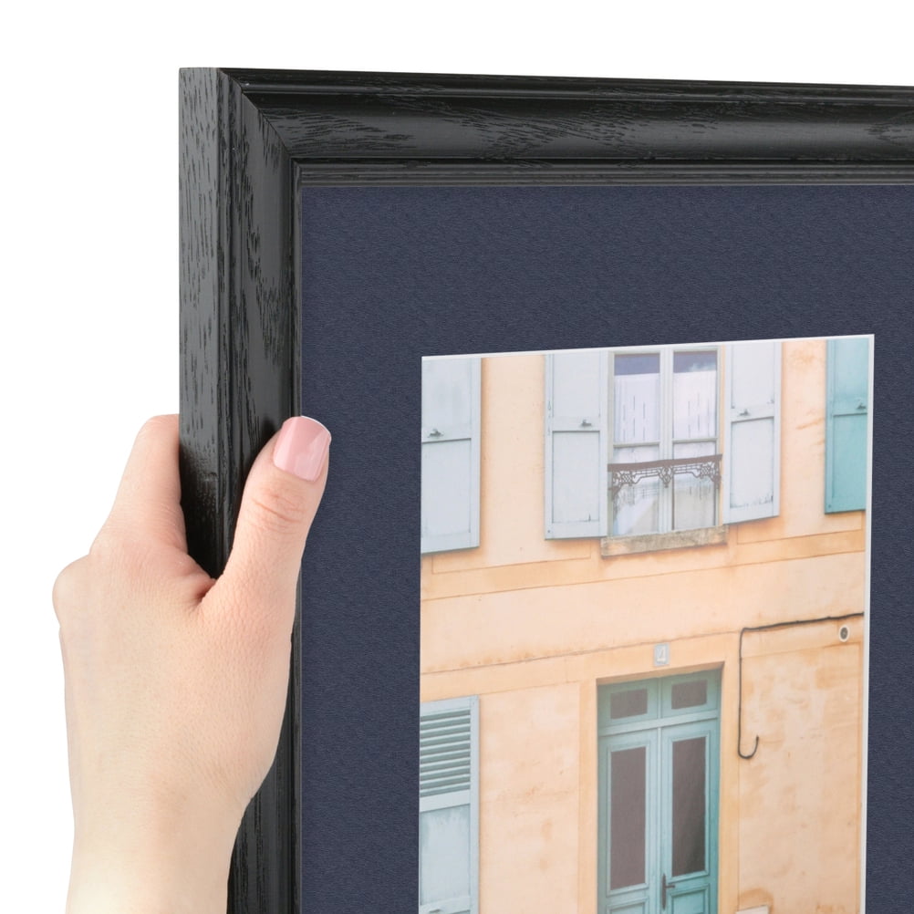 ArtToFrames 22x28 Matted Picture Frame with 18x24 Single Mat Photo Opening Framed in 1.25 Black Stain on Solid Red Oak and 2 Blue Jay Mat (FWM-4083-22x28)