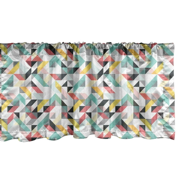 Ambesonne Abstract Valance Pack of 2, Triangular Minimalist Art, 42"X18", Coral Seafoam White