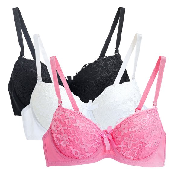 Alkepwun Minimizer Bras for Women Sensual Plus Size Lace Push Up Bra Plus Size Adjustable Straps Comfortable Breathable Everyday Lingerie 3PC