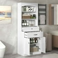 thumbnail image 3 of MAYEERTY White Bathroom Cabinet 4 Doors Drawers Adjustable Shelf 6 Open Shelves MDF Combo, 3 of 6