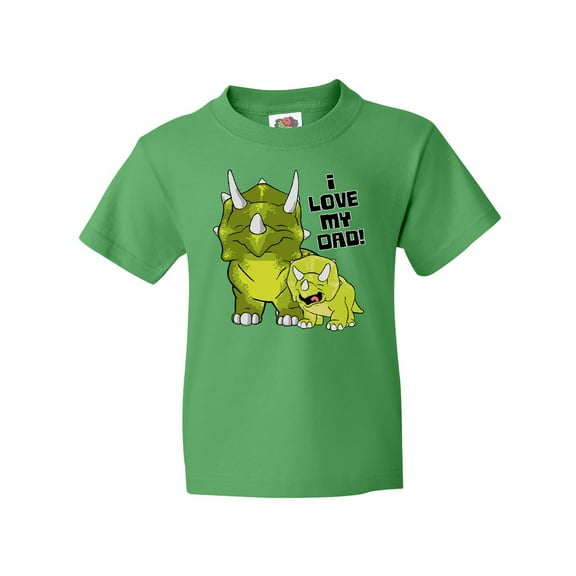 Inktastic I Love my Dad with Baby and Daddy Triceratops Youth T-Shirt