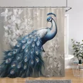 thumbnail image 5 of Vintage Peacock Shower Curtain Beautiful Turquoise Blue Peacock Floral Polyester Fabric Shower Curtain Bathroom r with, 5 of 7
