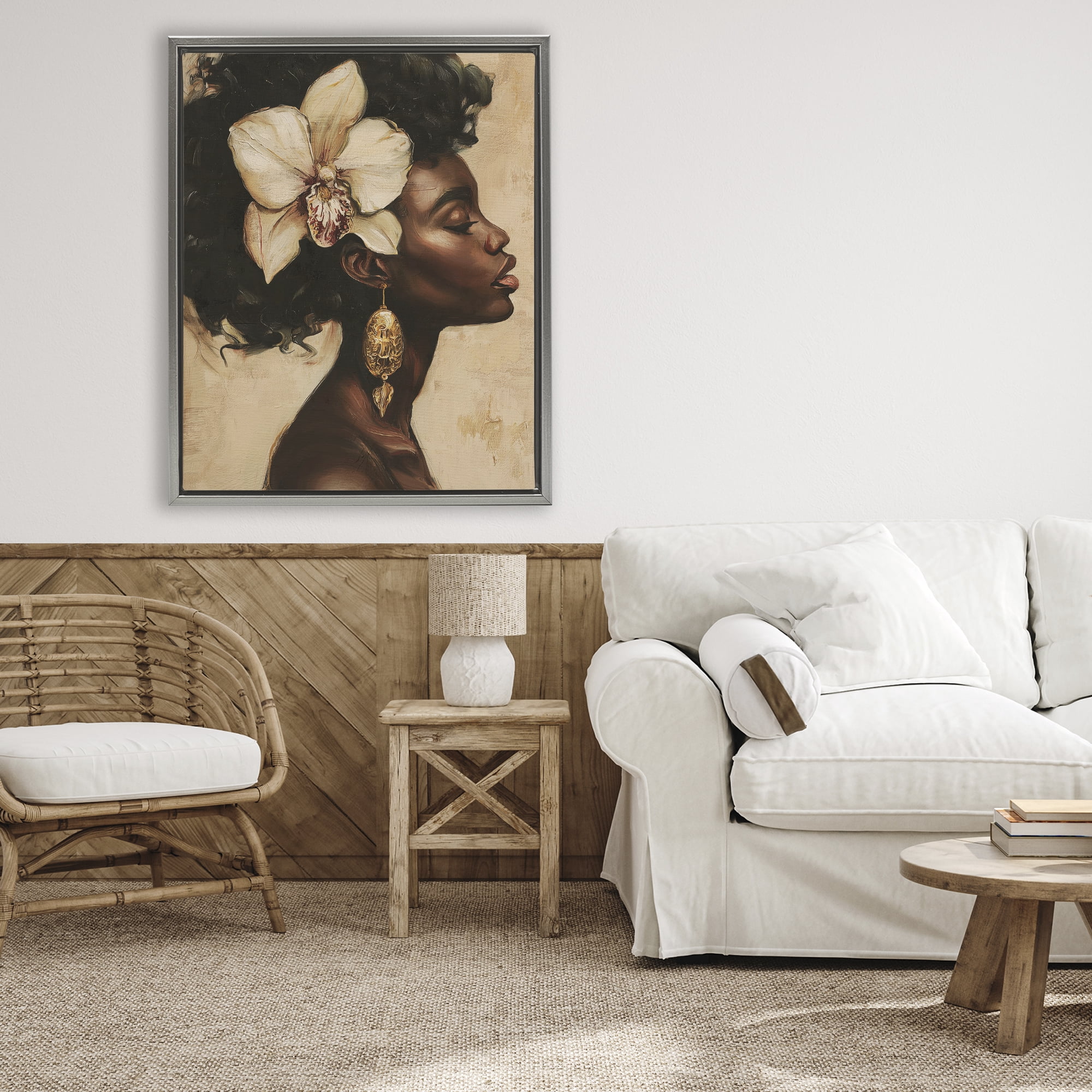 Stupell Industries Orchid Majesty Portrait Gray Framed Floater Canvas Wall Art, design by Svetlana Aleynikova