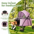 thumbnail image 4 of Dog Travel Stroller with 4 Heavy Duty Wheels, Foldable Pet Stroller with Adjustable Handle - Double Doggie Capacity Jogger Wagon with Back Front Door for Small Medium Dogs (Pink), 4 of 6
