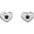 thumbnail image 2 of 925 Sterling Silver Blue Sapphire Polished Blue Sapphire Love Heart Earrings Stud Earring for Women, 2 of 2