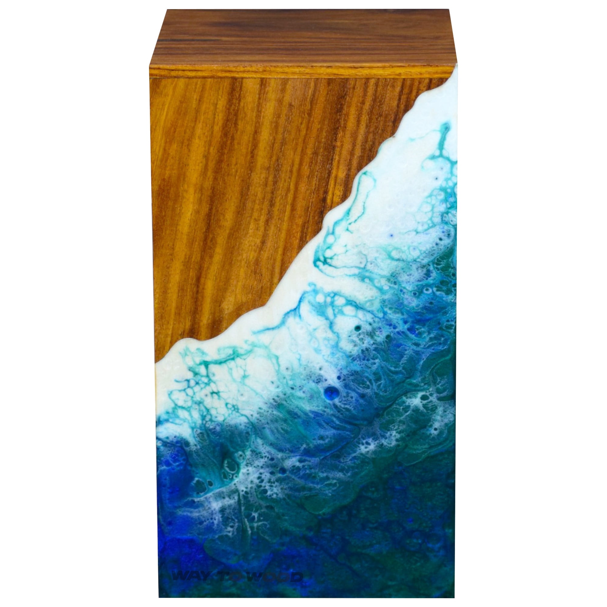 Wooden Urn for Human Ashes Adults, Male/Female - Handcrafted Urns with Ocean Resin Inlay - Unique Memorial Urn for Ashes - Cremation Urns for Burial or Home Display