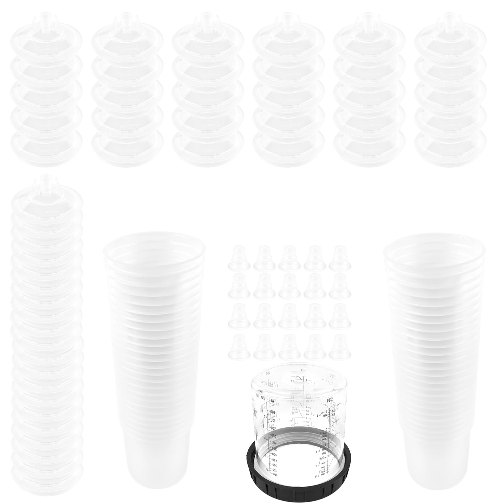 50 Pack Disposable Paint Spray Gun Cup Liners & Lid System Kit 20oz - View #9