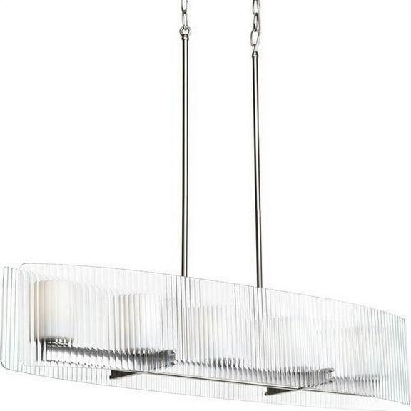 Progress Coupe 5-Light Linear Chandelier Ribbed Glass Brushed Nickel P4694-09WB