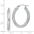 thumbnail image 2 of Sterling Silver RH-plated D/C Textured 4mm Oval Hoop Earrings QE11584, 2 of 2