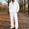thumbnail image 2 of Mens 2 Piece Sets 1/4 Zip Sweatsuit Hoodie Wide Leg Pants Casual Athletic Tracksuit Outfits for Men Running Jogging Sport Suit, 2 of 5
