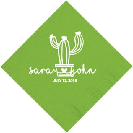 50pcs Personalized wedding Cocktail Napkins, Custom wedding Cactus Napkin, Party Bar Wedding napkin for reception disposable 5"x5"