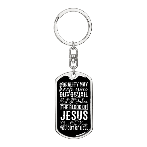 Blood Of Jesus Christ Stainless Steel or 18k Gold Premium Swivel Dog Tag Keychain