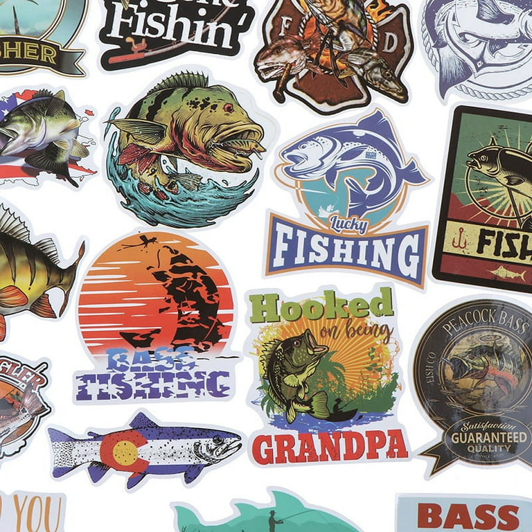 65Pcs Funny Fisherman Go Fishing Sticker Outdoor Suitcase Laptop