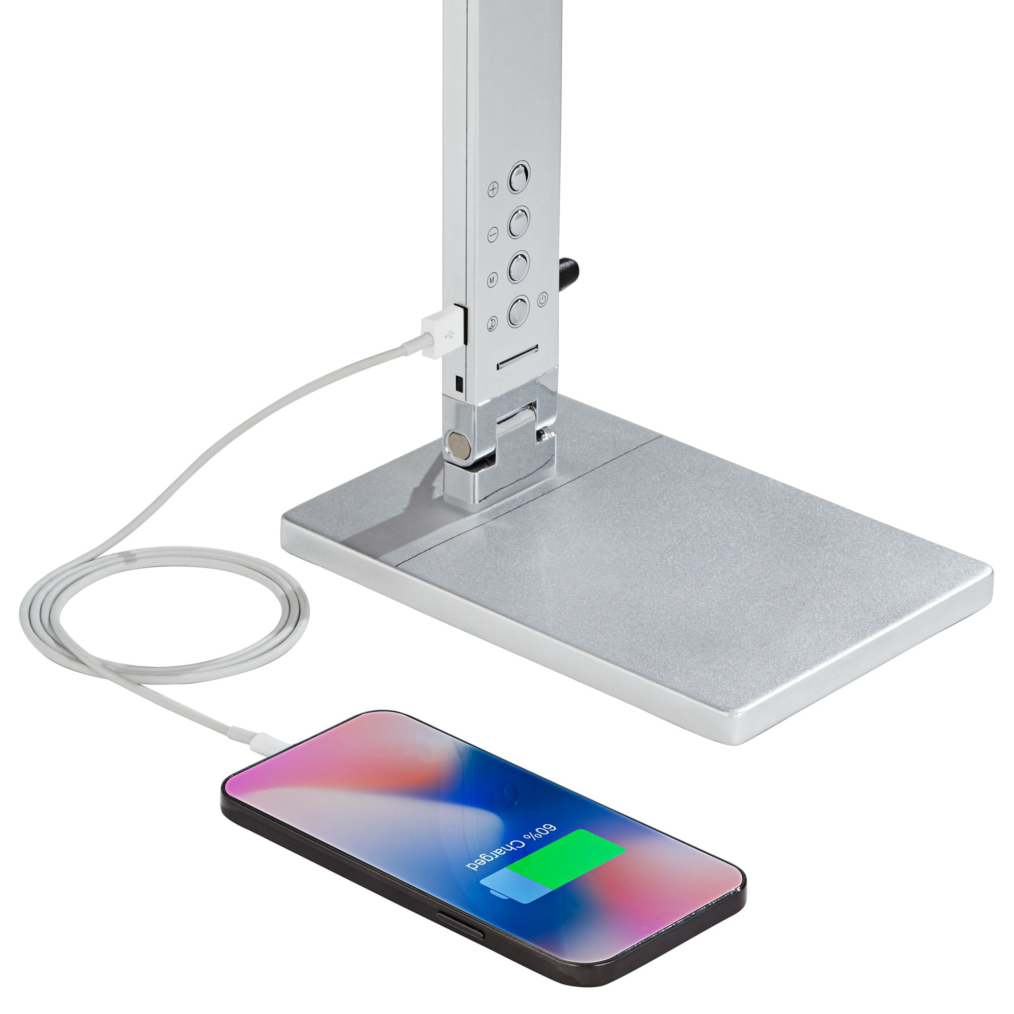 360 Lighting Jett Modern Desk Lamp 16 1/2" High Silver with USB Port and Nightlight LED Dimmer Touch On Off for Bedroom Bedside Nightstand Family Home