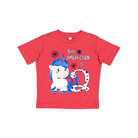 

Inktastic This Ameri-corn is Two- Patriotic Unicorn Second Birthday Gift Toddler Boy or Toddler Girl T-Shirt