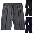 thumbnail image 1 of Men's Solid Color Polyester Shorts Outdoor Sports Versatile and Casual Five Quarter Pants, 1 of 9