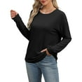 thumbnail image 7 of AherBiu Long Sleeve Tops for Women Casual Loose T Shirts Pullover Crewneck Basic Layer Top Tees Blouse, 7 of 7
