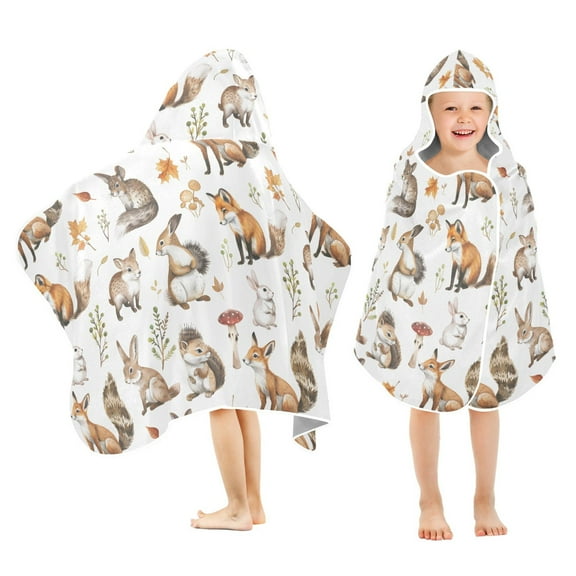 joogoo Cute Forest Animals Kids Hooded Beach Towel Baby Bath Towel 23.5"x50"
