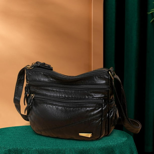  Men's leather Messenger bag retro head layer leather shoulder  bag mobile phone bag-black : Clothing, Shoes & Jewelry