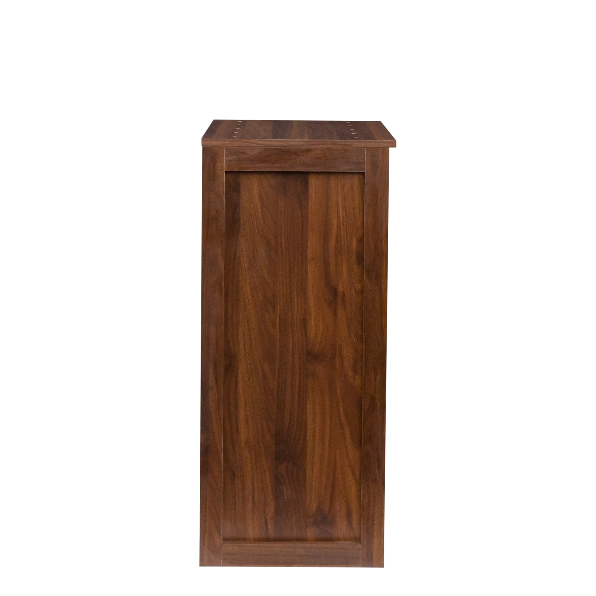 Wine Cabinet with Open Shelves and Attached Hutch, Modular Buffet for Living Room or Home Office, Brown Walnut Finish, Multi-Functional Display and Storage