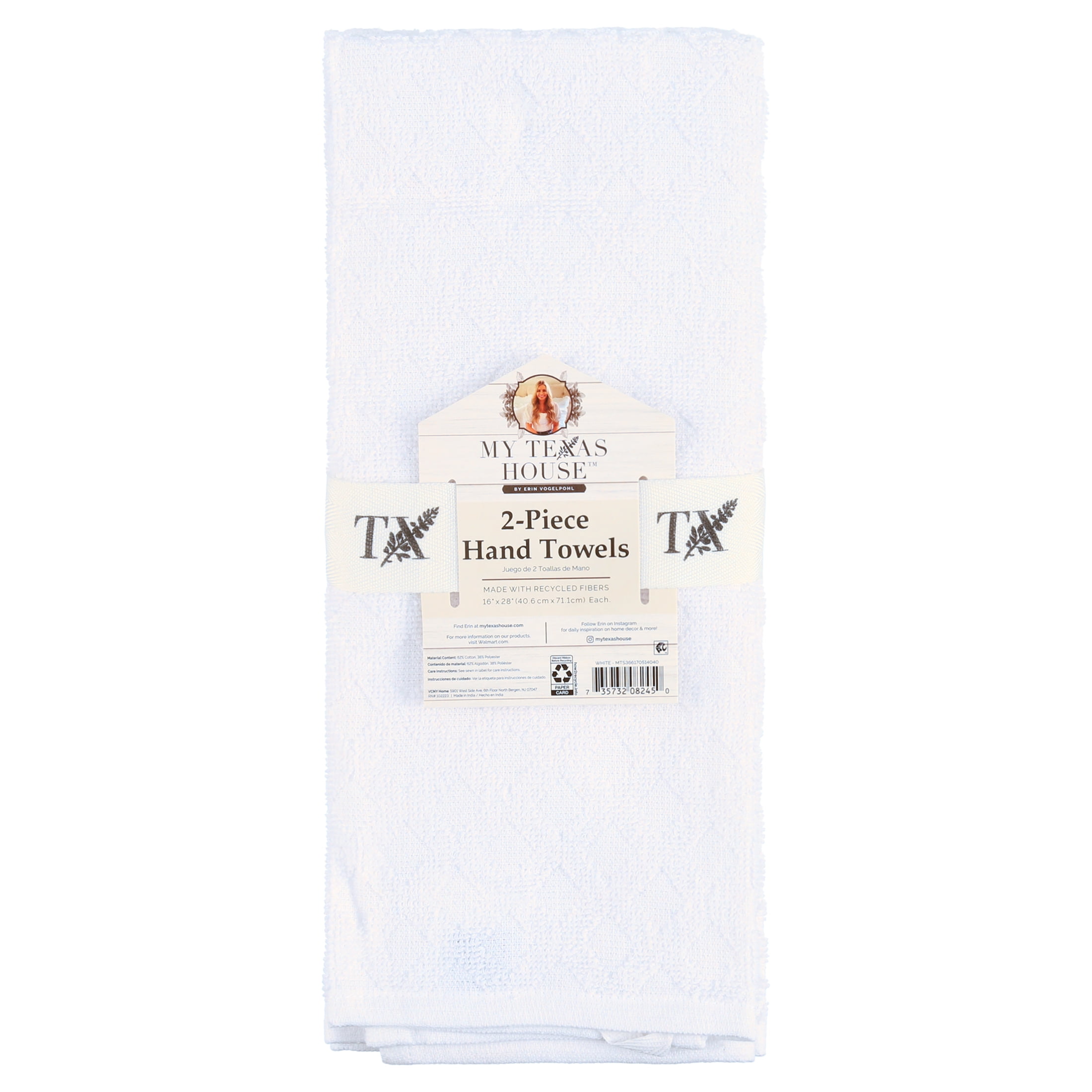 My Texas House Woven 16 x 28 Cotton Terry Kitchen Towels 2 Pieces White Walmart