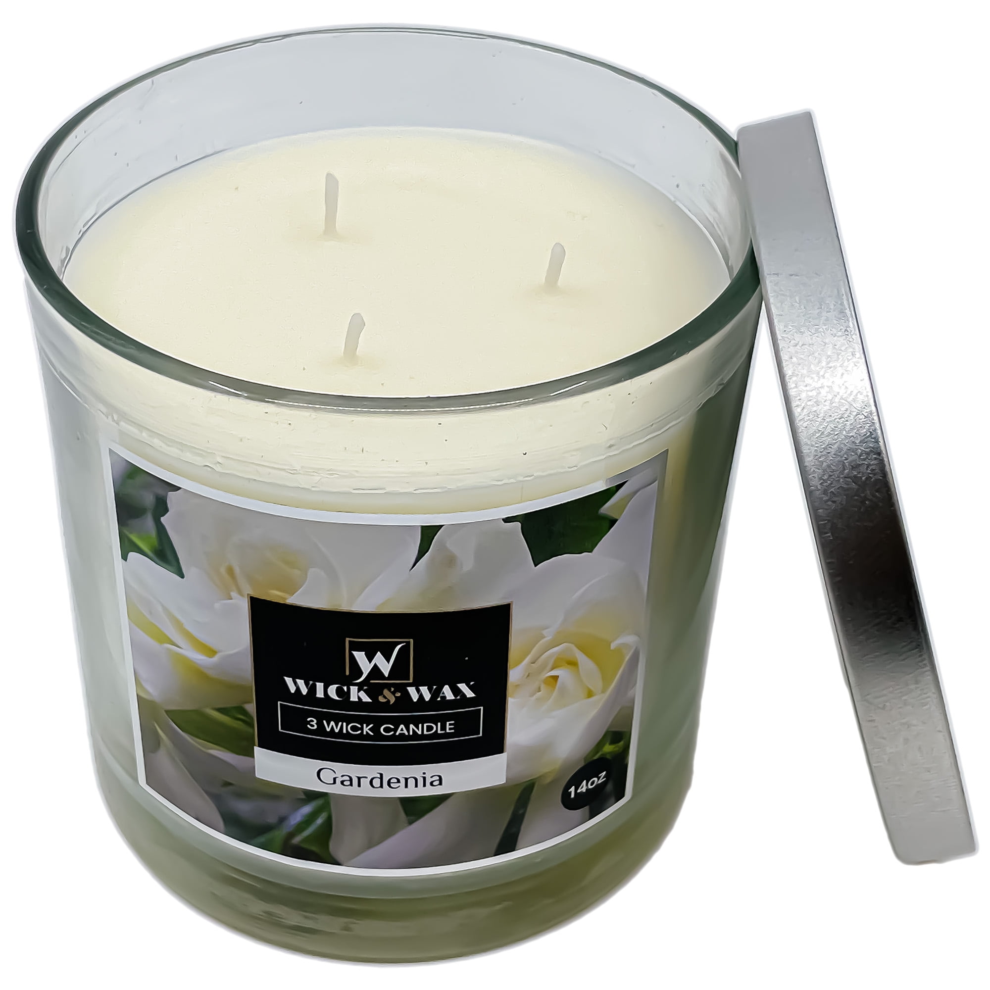 VeZee's 3 Wick 14 oz Gardenia Scented Jar Candles by Wick & Wax, Lift your spirits with the refreshing, pleasant fragrance:2 Jars