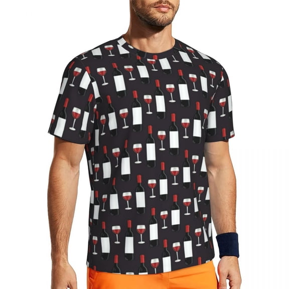 T Shirt For Men Wine Pattern Sportswear Red Wine Print Fashion T-Shirts Male Funny Tshirt Beach Shor