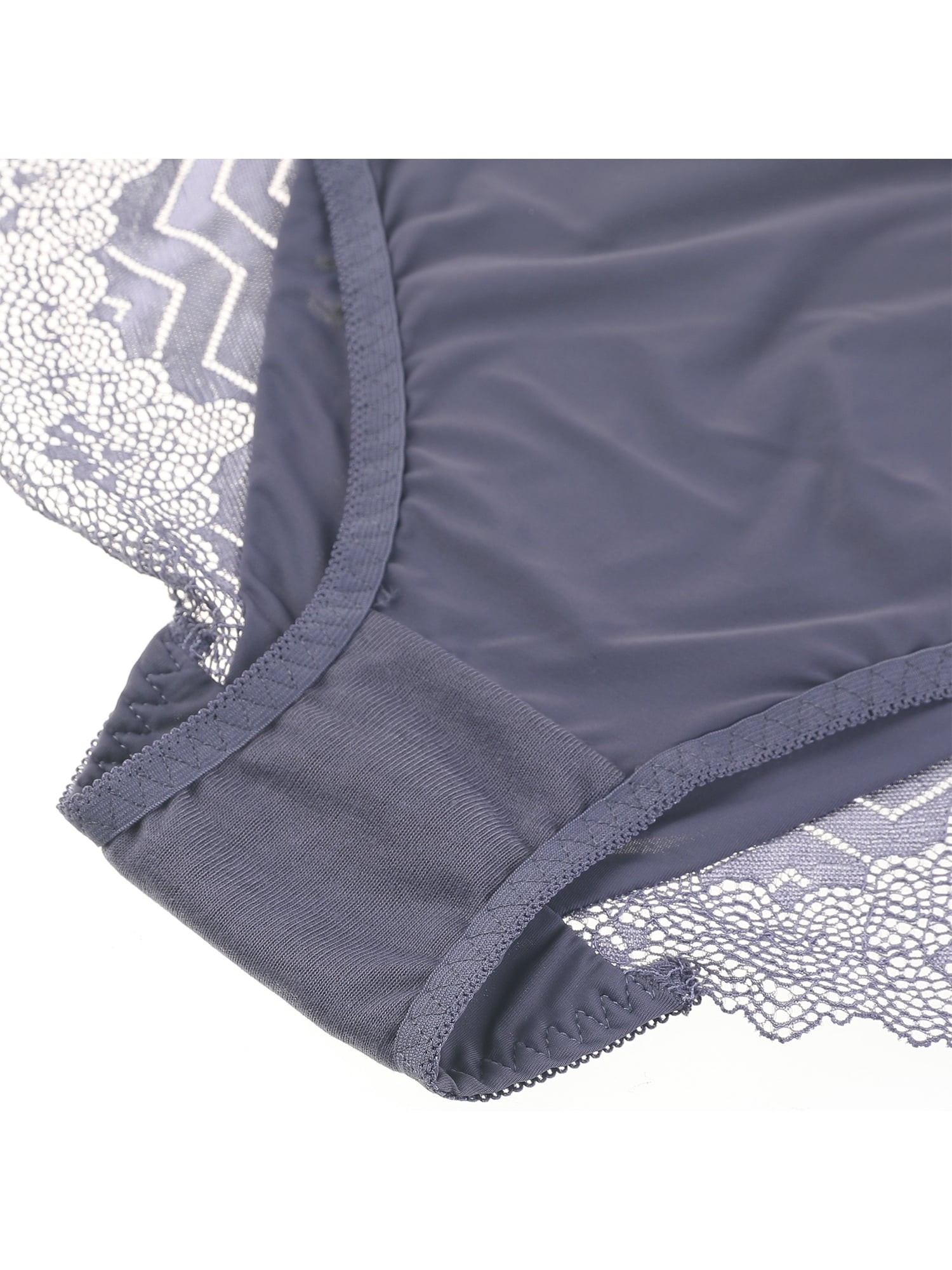 Unique Bargains Women's Plus Size Underwire Lace Trim Adjustable Straps Bra and Panty Set 42C Light Gray