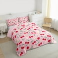 thumbnail image 3 of jejeloiu Red Cherries Full Size Comforter Sets,Cartoon Flower Daisy Bedding Comforter Set,Green Rustic Leaves Bedding Sets For Children,Microfiber Bedroom Decor Reversible,3 Pieces, 3 of 8