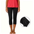 thumbnail image 5 of Oiangi Capri Leggings with Pockets for Women High Waist Stretchy Yoga Capris Slim Fit Zipper Hem Workout Crop Pants Black XL, 5 of 8