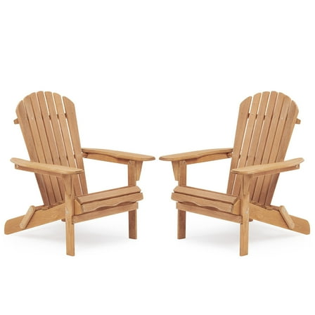 Wooden Outdoor Folding Adirondack Chairs Set of 2