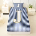 thumbnail image 3 of Erosebridal Fashion Letter J Twin Sheet Sets for Kid, Blue Cartoon Line Bedding, 3-Piece, 3 of 5