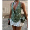 thumbnail image 1 of Women's Halter Neck Vest Summer Sleeveless Open Back Fashionable Sequins Flower Tank Tops, 1 of 5