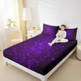 thumbnail image 4 of Feelyou Pixelated Blocks Miners Queen Sheet Sets, Purple Square Honeycomb Flat Sheet, Teens Kids Boys Girls Queen Fitted Sheet, Breathable Home Decor, 4pcs, 4 of 7