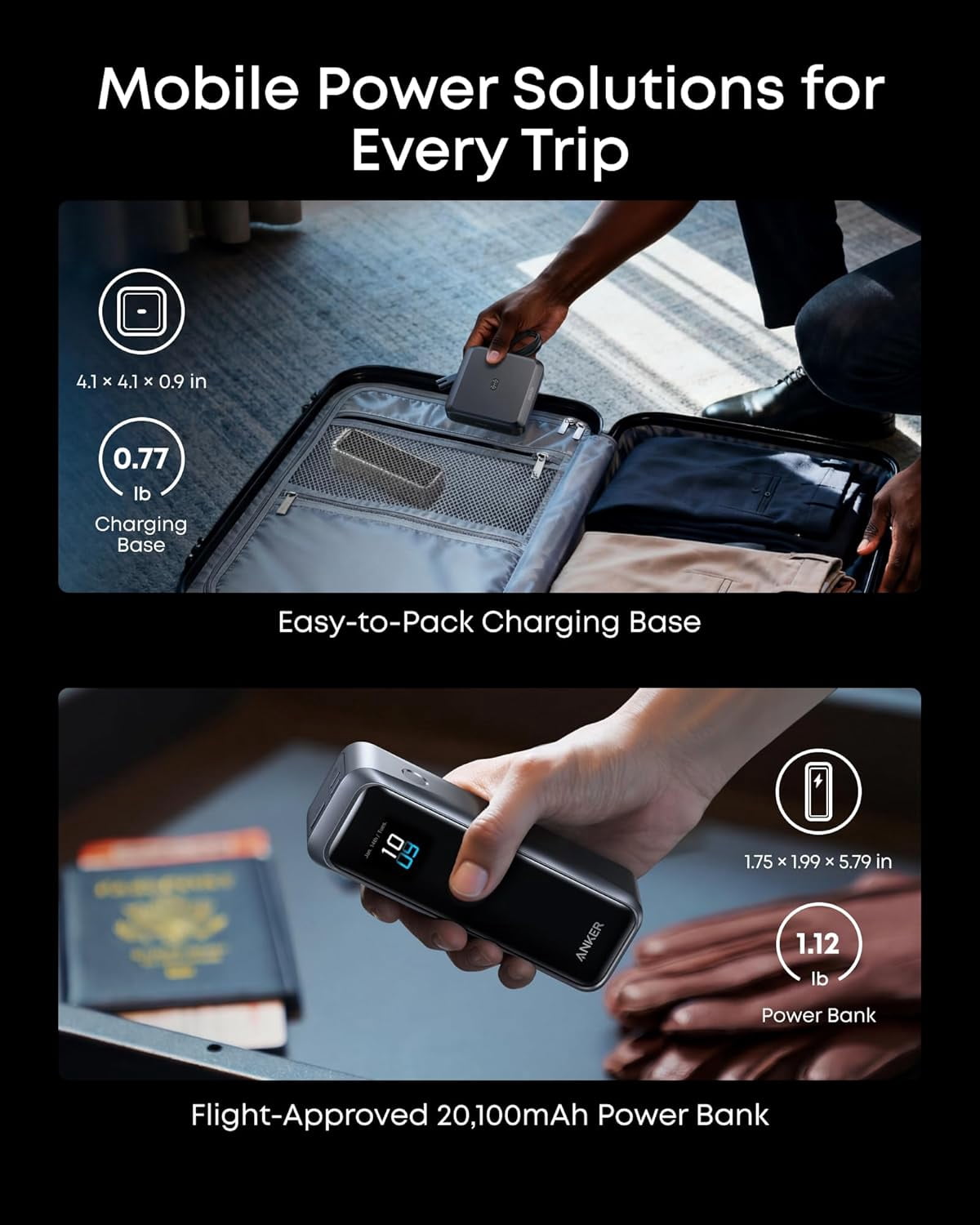 Anker Prime Power Bank and Charging Base, 20,100mAh 220W Max Portable Charger with Base for 6 Devices, Two-Way Charging, TSA-Approved, App Control, compatible for MacBook, iPhone 17 Series, and More