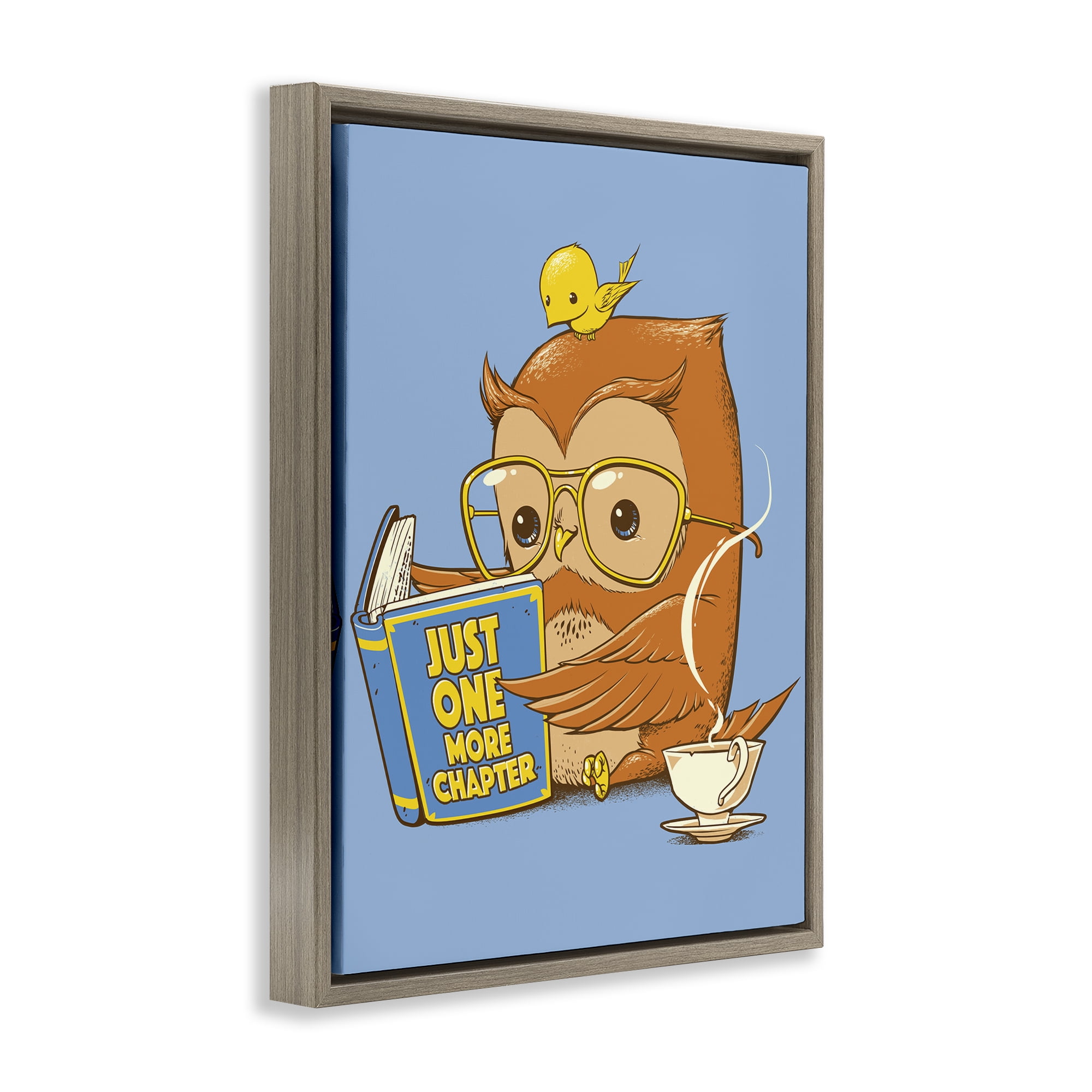 Stupell Industries One More Chapter Owl Brown Framed Floater Canvas Wall Art, design by Tobe Fonseca